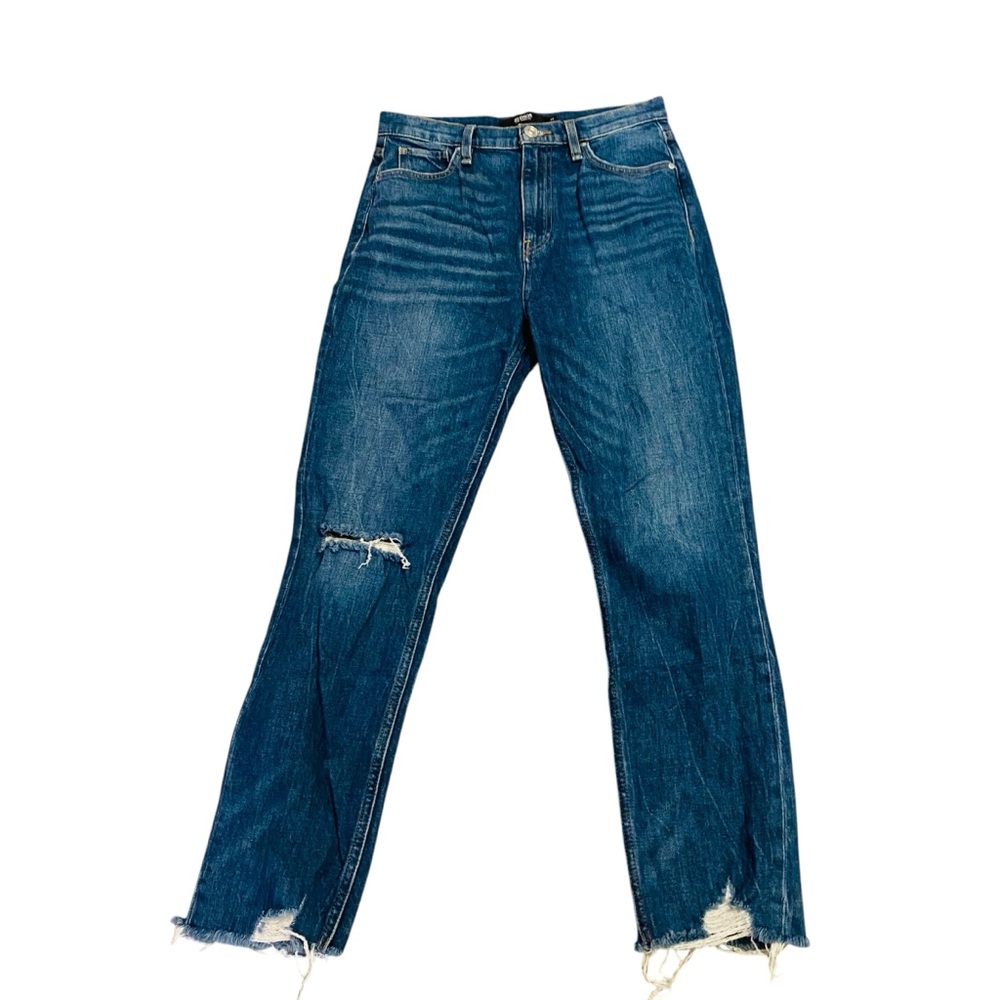 HUDSON Holly Raw Hem Distressed Straight Leg Jeans
